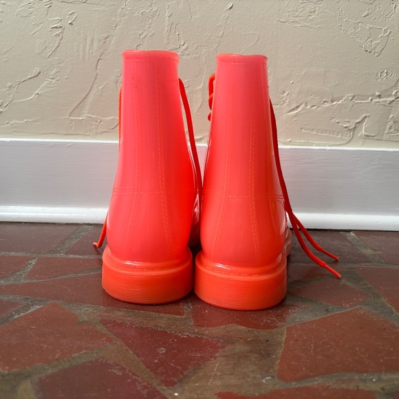 Qupid Neon Pink Doc Martin Style RainBoots Size 7 - Picture 7 of 9